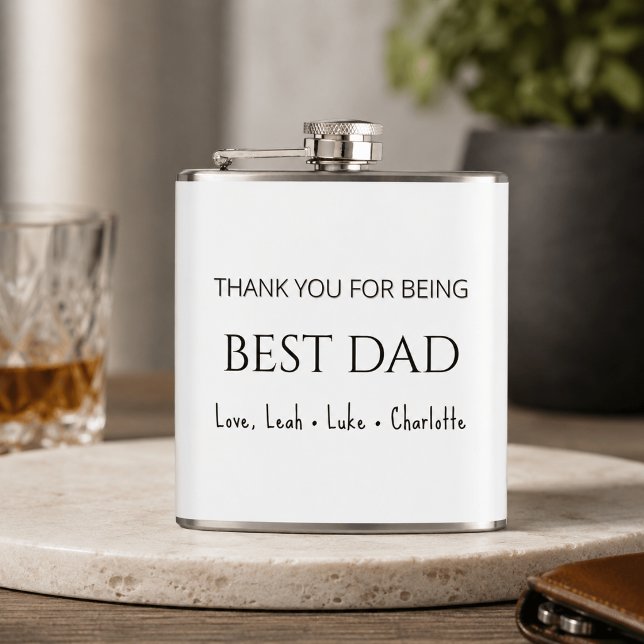 Modern Personalized Best Dad Flask Gift (Creator Uploaded)
