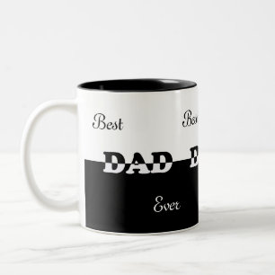 Modern Personalized Best Dad on Black & White Two-Tone Coffee Mug