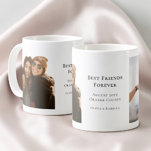 Modern Personalized Best Friends Forever 2 Photo Coffee Mug