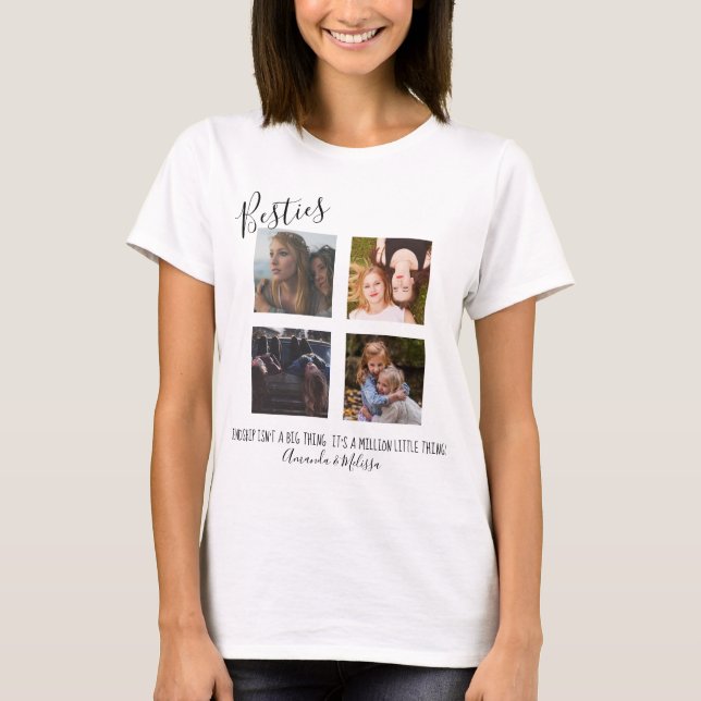 Modern | Personalized | Besties | 4 Photo T-Shirt (Front)