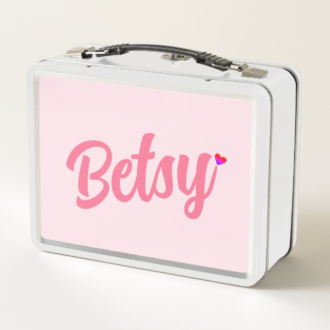 Modern Personalized Betsy And Colourful Love Shape Metal Lunch Box (Back)