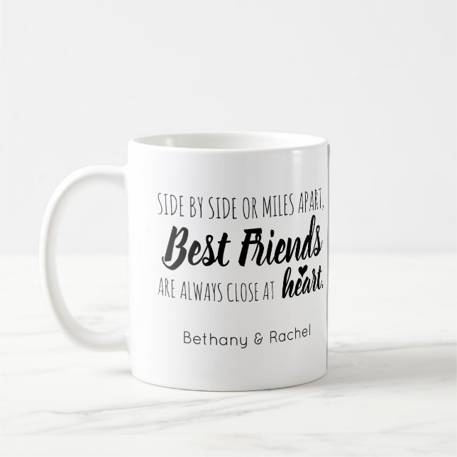 Modern Personalized BFF Best Friend Script Photo Coffee Mug (Left)
