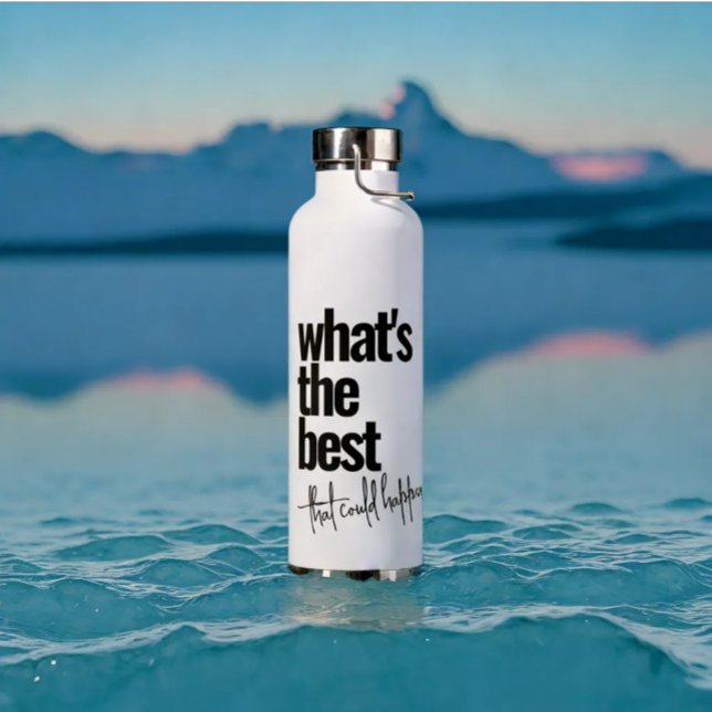 Modern Personalized Black Colour Text Water Bottle (Modern personalized what's the best typography black text water bottle)