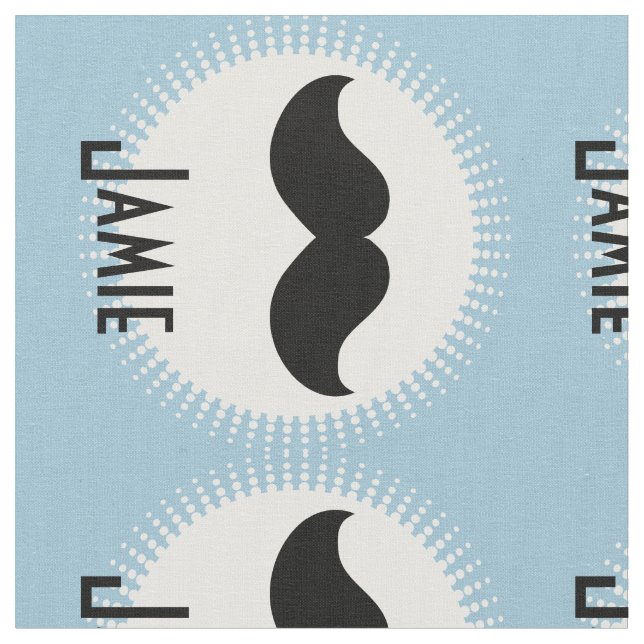 Modern Personalized Black Moustache Fabric (Close Up)