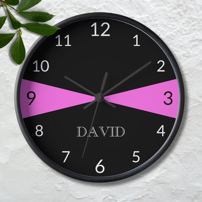  Modern Personalized Black White Bubblegum Pink Clock (Creator Uploaded)
