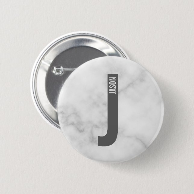 Modern Personalized Bold Monogram and Name 2 Inch Round Button (Front & Back)