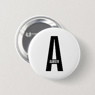 Modern Personalized Bold Monogram and Name 2 Inch Round Button