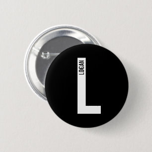 Modern Personalized Bold Monogram and Name 2 Inch Round Button