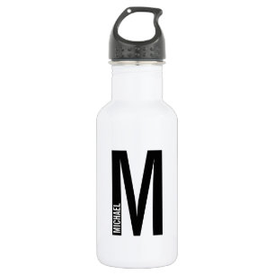 Modern Personalized Bold Monogram and Name 532 Ml Water Bottle