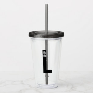Modern Personalized Bold Monogram and Name Acrylic Tumbler