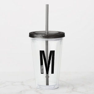 Modern Personalized Bold Monogram and Name Acrylic Tumbler