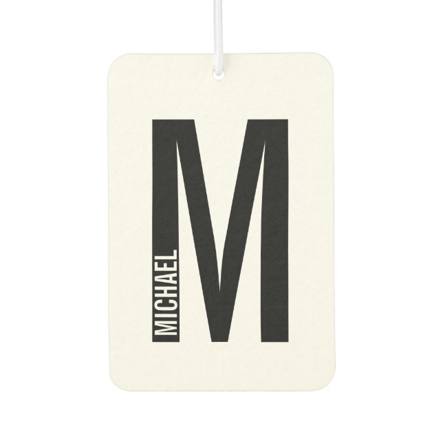 Modern Personalized Bold Monogram and Name Air Freshener (Front)