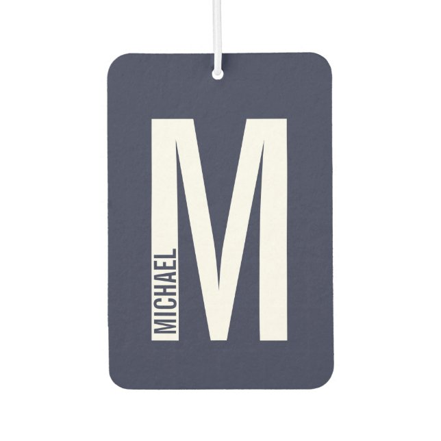 Modern Personalized Bold Monogram and Name Air Freshener (Front)