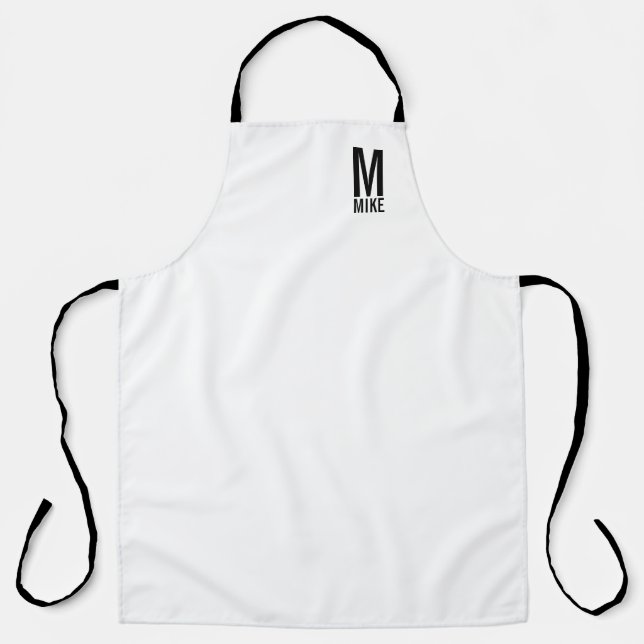 Modern Personalized Bold Monogram and Name Apron (Front)