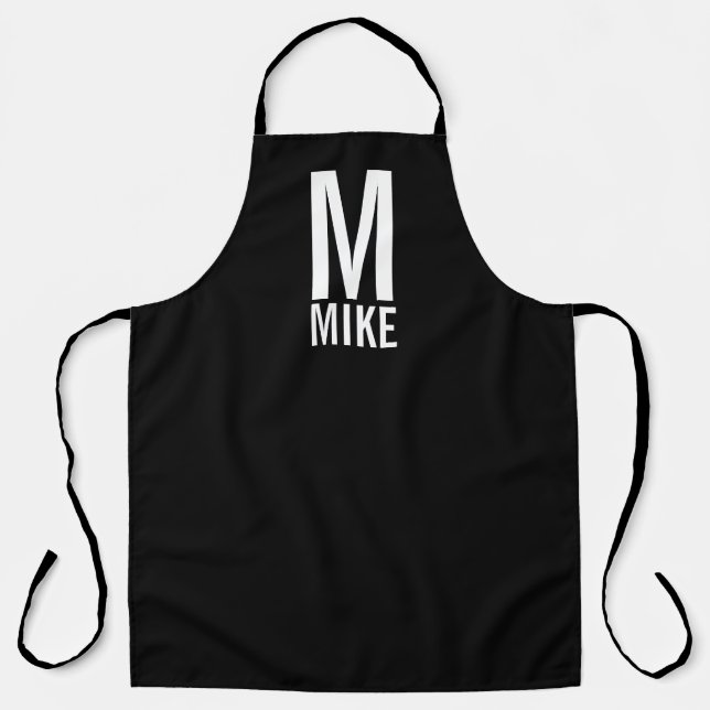 Modern Personalized Bold Monogram and Name Apron (Front)