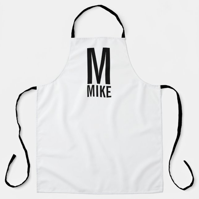 Modern Personalized Bold Monogram and Name Apron (Front)