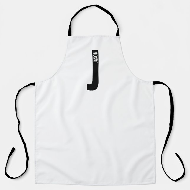 Modern Personalized Bold Monogram and Name Apron (Front)