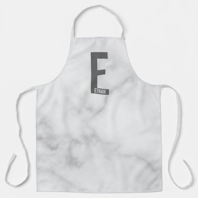 Modern Personalized Bold Monogram and Name Apron (Front)