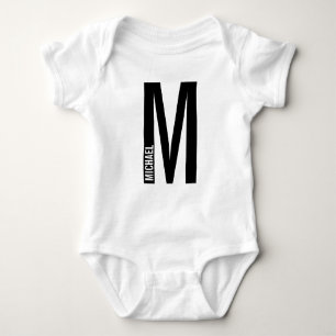 Modern Personalized Bold Monogram and Name Baby Bodysuit