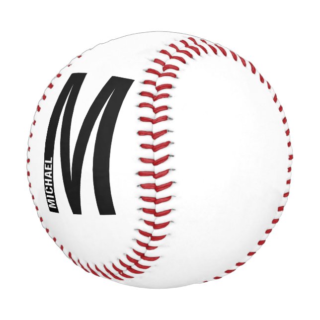 Modern Personalized Bold Monogram and Name Baseball (Angled)