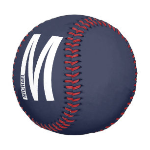 Modern Personalized Bold Monogram and Name Baseball