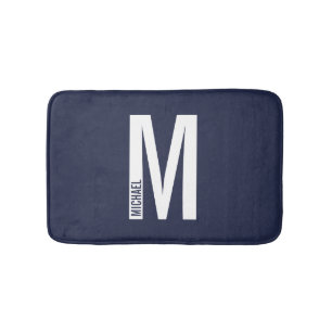 Modern Personalized Bold Monogram and Name Bath Mat