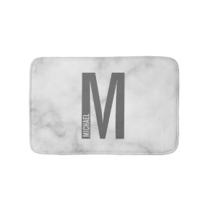 Modern Personalized Bold Monogram and Name Bath Mat