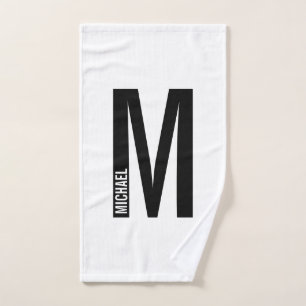 Modern Personalized Bold Monogram and Name Bath Towel Set