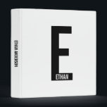 Modern Personalized Bold Monogram and Name Binder<br><div class="desc">Modern Monogram Design featuring personalized monogram letter "E" and name in modern bold sans serif font style.</div>