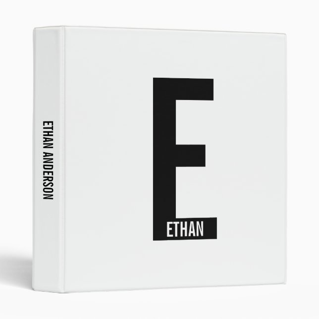 Modern Personalized Bold Monogram and Name Binder (Front/Spine)