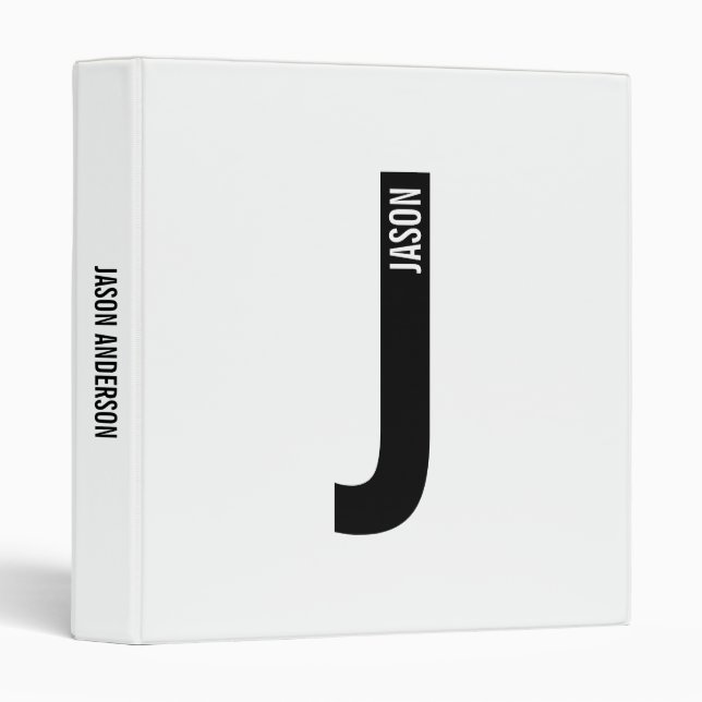 Modern Personalized Bold Monogram and Name Binder (Front/Spine)