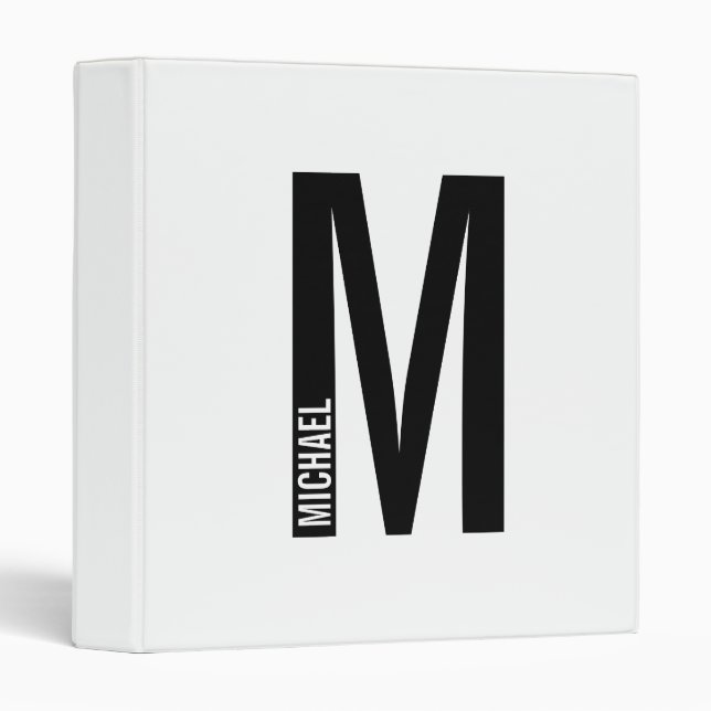 Modern Personalized Bold Monogram and Name Binder (Front/Spine)