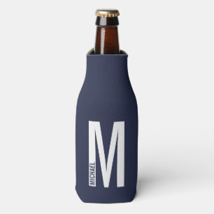 Modern Personalized Bold Monogram and Name Bottle Cooler