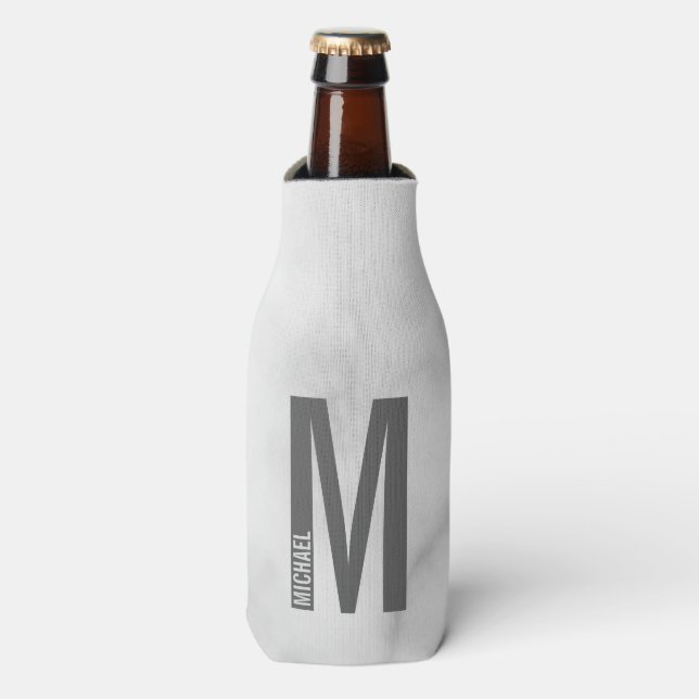 Modern Personalized Bold Monogram and Name Bottle Cooler (Bottle Front)