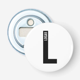 Modern Personalized Bold Monogram and Name Bottle Opener