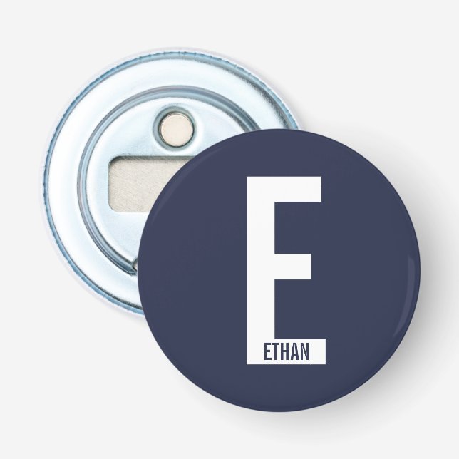 Modern Personalized Bold Monogram and Name Bottle Opener (Front)