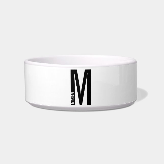 Modern Personalized Bold Monogram and Name Bowl (Front)