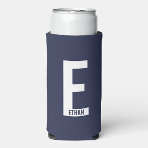 Modern Personalized Bold Monogram and Name Can Coo Seltzer Can Cooler
