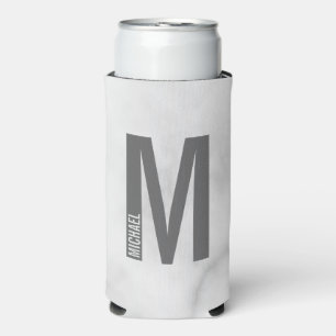 Modern Personalized Bold Monogram and Name Can Coo Seltzer Can Cooler