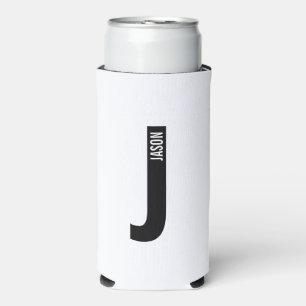 Modern Personalized Bold Monogram and Name Can Coo Seltzer Can Cooler
