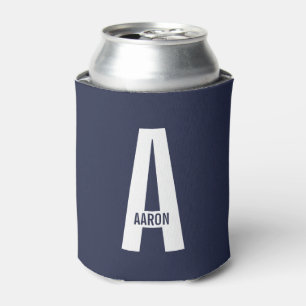 Modern Personalized Bold Monogram and Name Can Cooler