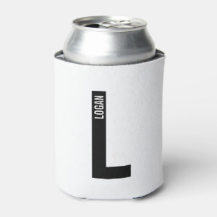 Modern Personalized Bold Monogram and Name Can Cooler