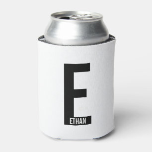 Modern Personalized Bold Monogram and Name Can Cooler