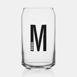 Modern Personalized Bold Monogram and Name Can Glass