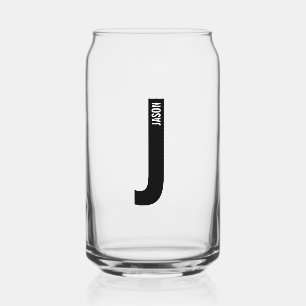 Modern Personalized Bold Monogram and Name Can Glass