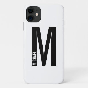 Modern Personalized Bold Monogram and Name iPhone 11 Case