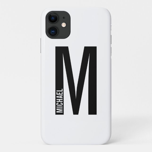 Modern Personalized Bold Monogram and Name Case-Mate iPhone Case (Back)