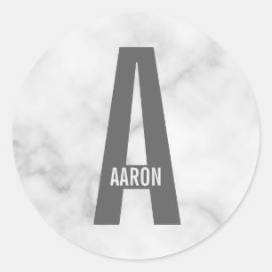 Modern Personalized Bold Monogram and Name Classic Round Sticker