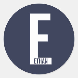 Modern Personalized Bold Monogram and Name Classic Round Sticker