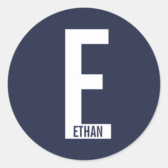 Modern Personalized Bold Monogram and Name Classic Round Sticker (Front)